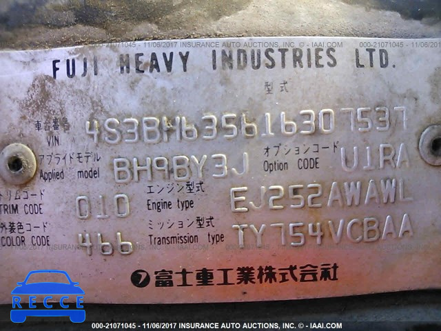 2001 Subaru Legacy L 4S3BH635616307537 image 8
