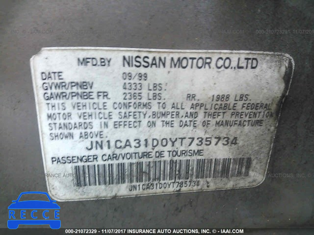 2000 Nissan Maxima GLE/GXE/SE JN1CA31D0YT735734 image 8