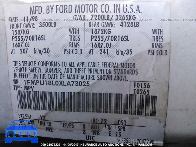 1999 Ford Expedition 1FMPU18L0XLA73025 image 8