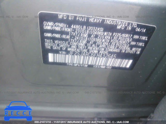 2015 Subaru Forester 2.5I LIMITED JF2SJARC6FH432645 image 8