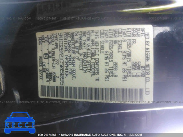 2001 Nissan Xterra XE/SE 5N1ED28Y21C505095 image 8