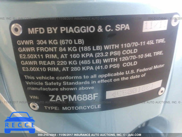 2012 Vespa LX 150IE ZAPM688F4C5001861 image 9