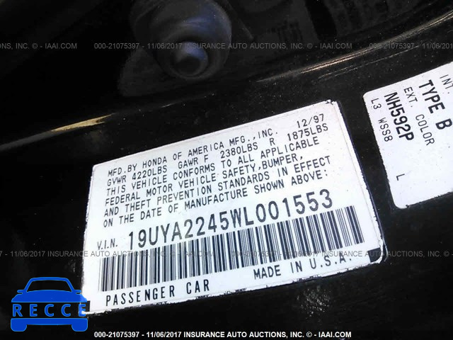 1998 Acura 3.0CL 19UYA2245WL001553 image 8