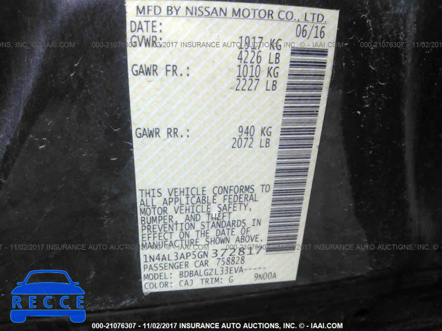 2016 Nissan Altima 2.5/S/SV/SL/SR 1N4AL3AP5GN372817 image 8