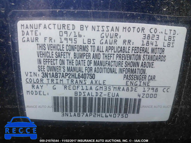 2017 NISSAN SENTRA 3N1AB7AP2HL640750 Bild 8