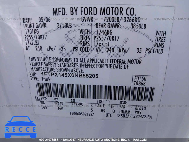 2006 Ford F150 1FTPX145X6NB55205 image 8