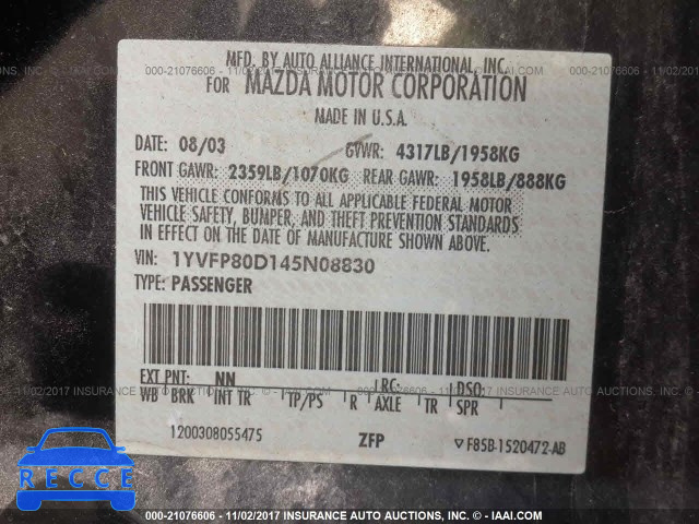 2004 Mazda 6 S 1YVFP80D145N08830 image 8