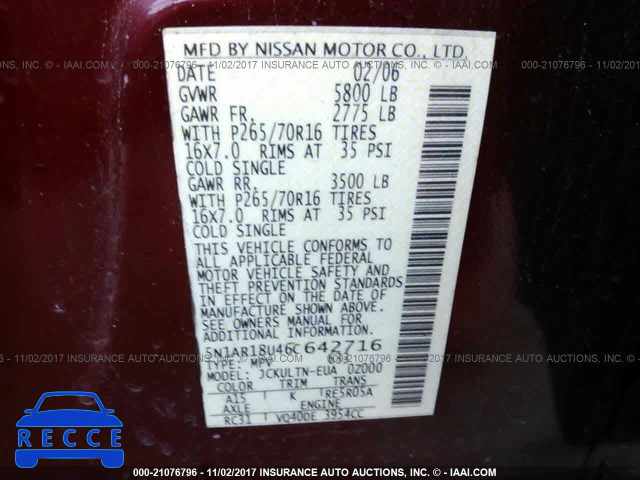 2006 Nissan Pathfinder LE/SE/XE 5N1AR18U46C642716 image 8