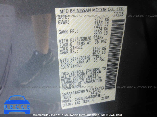 2017 NISSAN TITAN 1N6AA1E62HN525948 image 8