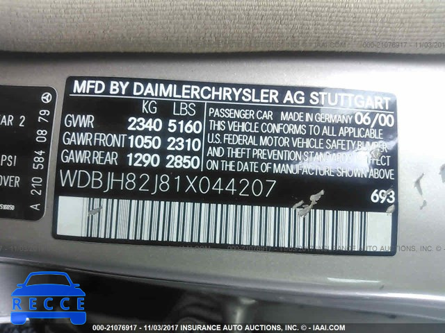 2001 Mercedes-benz E WDBJH82J81X044207 image 8