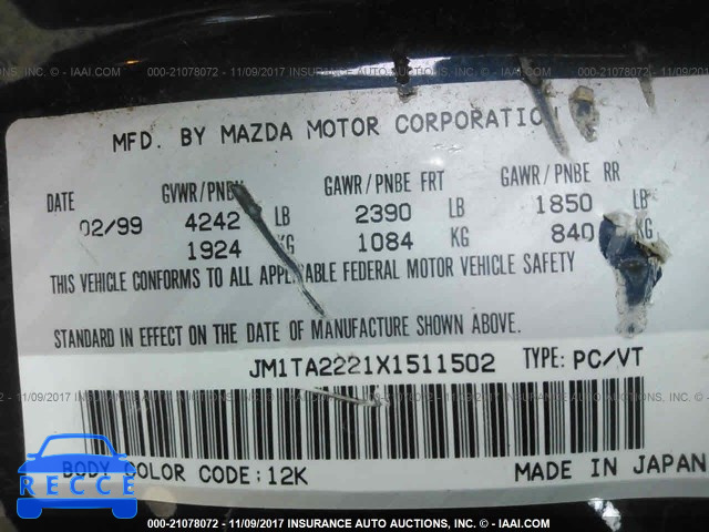 1999 Mazda Millenia S JM1TA2221X1511502 image 8