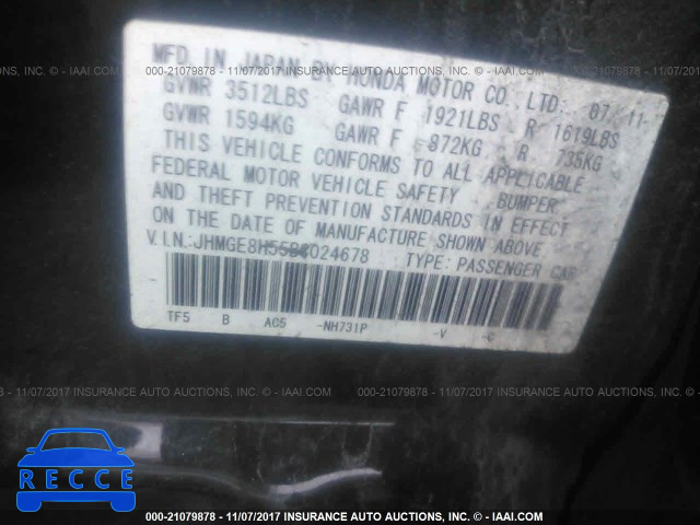 2011 Honda FIT SPORT JHMGE8H55BC024678 image 8