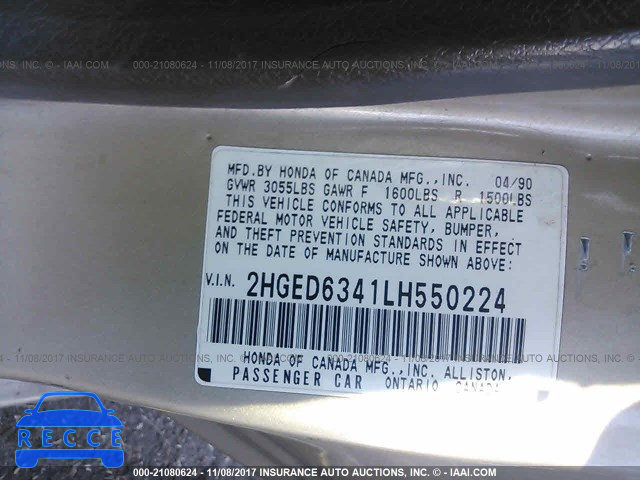 1990 HONDA CIVIC 2HGED6341LH550224 image 8