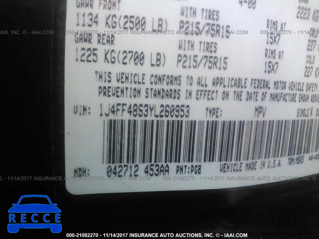 2000 Jeep Cherokee SPORT 1J4FF48S3YL260953 image 8