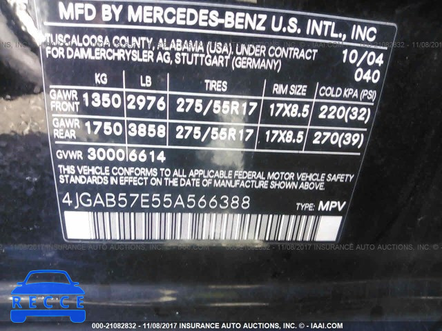 2005 Mercedes-benz ML 350 4JGAB57E55A566388 image 8