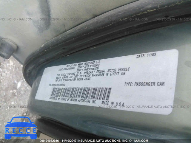 2004 Subaru Legacy OUTBACK AWP 4S3BH675247630394 image 8