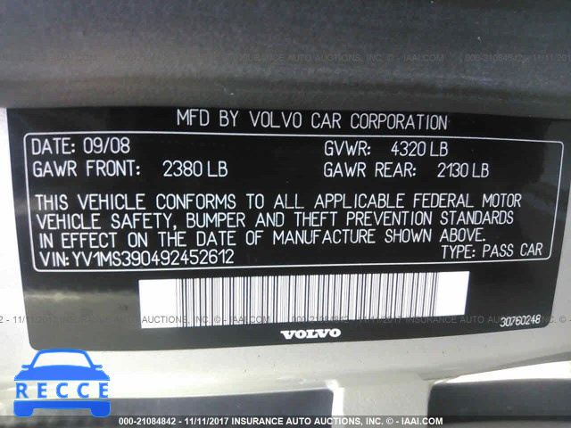 2009 Volvo S40 2.4I YV1MS390492452612 image 8