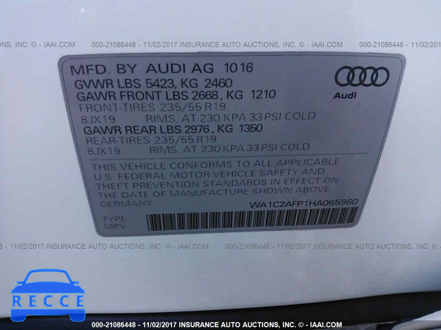 2017 AUDI Q5 WA1C2AFP1HA065960 Bild 8