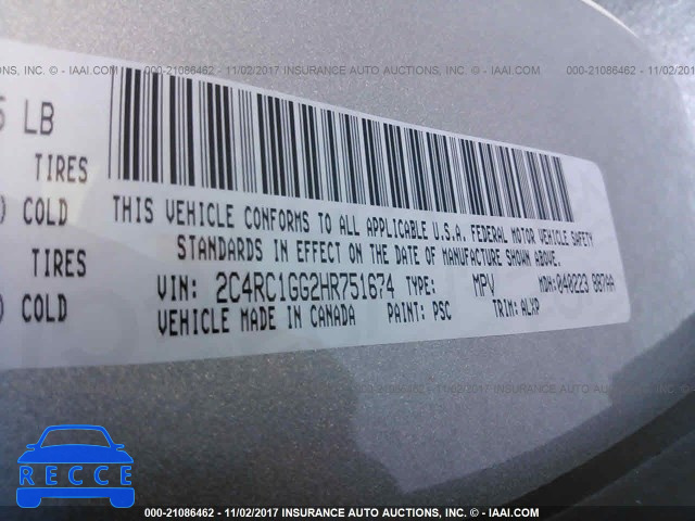 2017 CHRYSLER PACIFICA 2C4RC1GG2HR751674 image 8