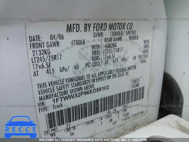 2006 Ford F350 1FTWW32P96ED58102 image 8
