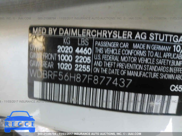 2007 Mercedes-benz C WDBRF56H87F877437 image 8