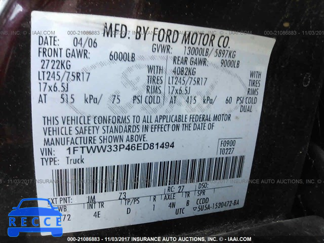 2006 Ford F350 1FTWW33P46ED81494 image 8