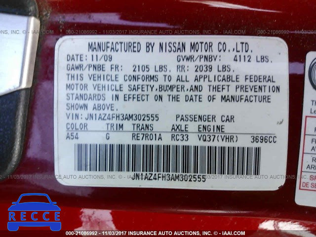 2010 Nissan 370Z JN1AZ4FH3AM302555 Bild 8