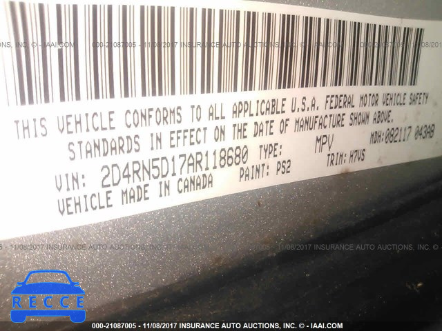 2010 Dodge Grand Caravan SXT 2D4RN5D17AR118680 image 8