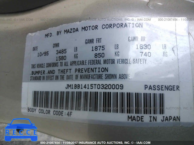 1996 Mazda Protege DX/LX/ES JM1BB1415T0320009 image 8