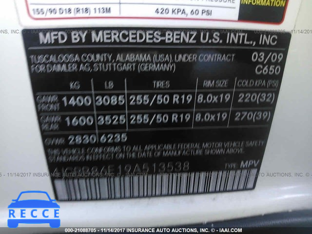 2009 MERCEDES-BENZ ML 350 4JGBB86E19A513538 Bild 8