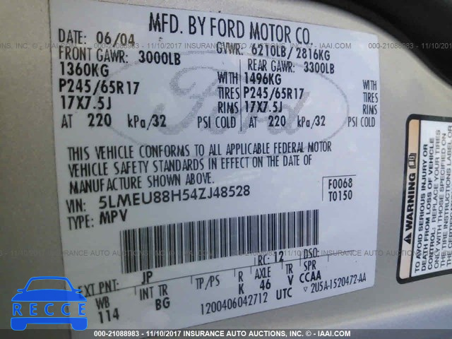 2004 Lincoln Aviator 5LMEU88H54ZJ48528 image 8