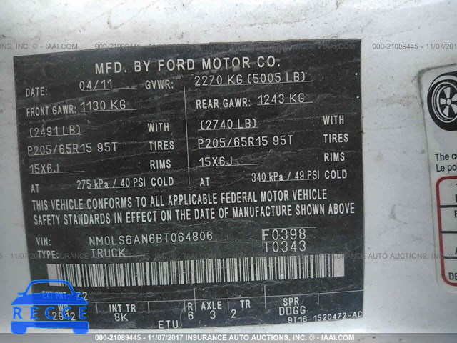 2011 Ford Transit Connect XL NM0LS6AN6BT064806 image 8