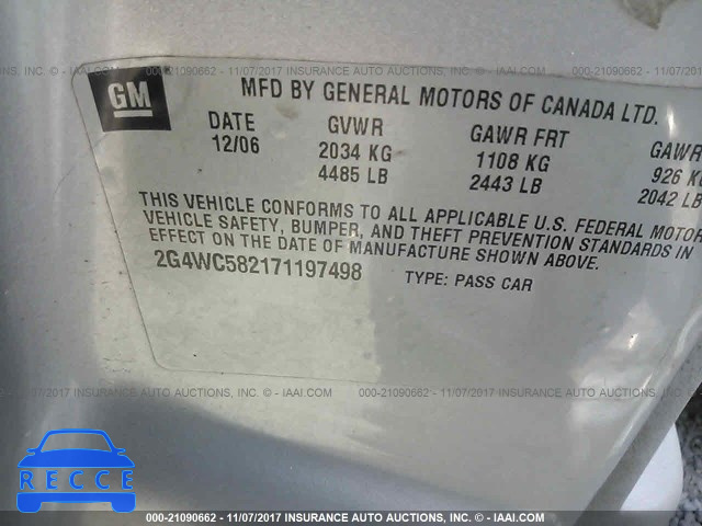 2007 Buick Lacrosse CX 2G4WC582171197498 image 8