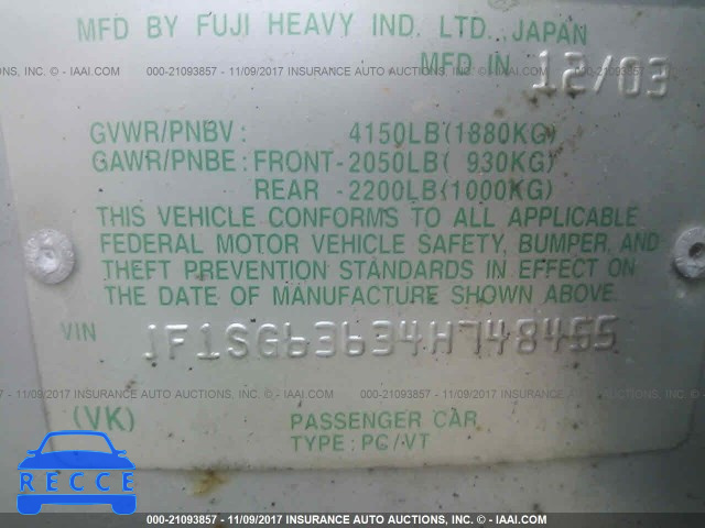 2004 Subaru Forester 2.5X JF1SG63634H748455 image 8