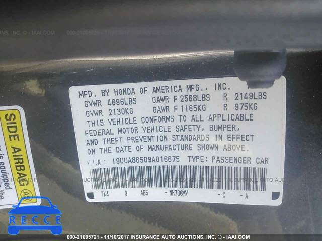 2009 Acura TL 19UUA86509A016675 image 8