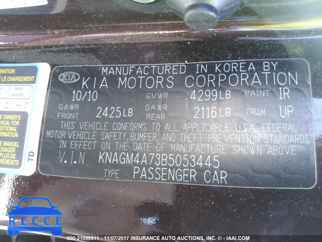 2011 KIA Optima LX KNAGM4A73B5053445 image 8