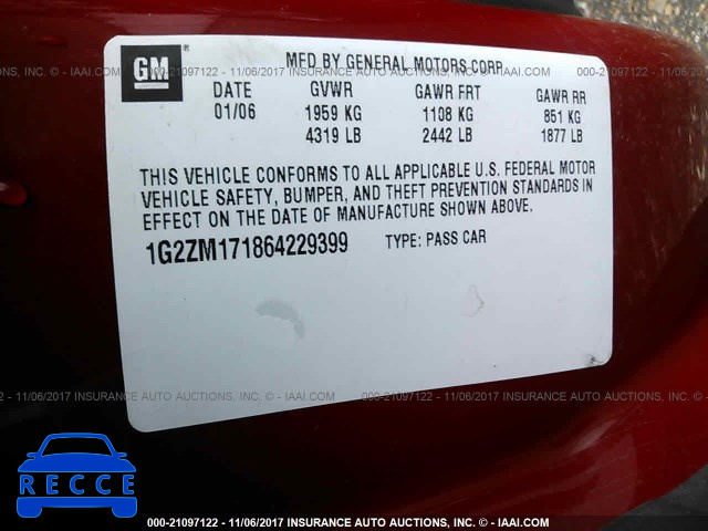 2006 PONTIAC G6 1G2ZM171864229399 image 8