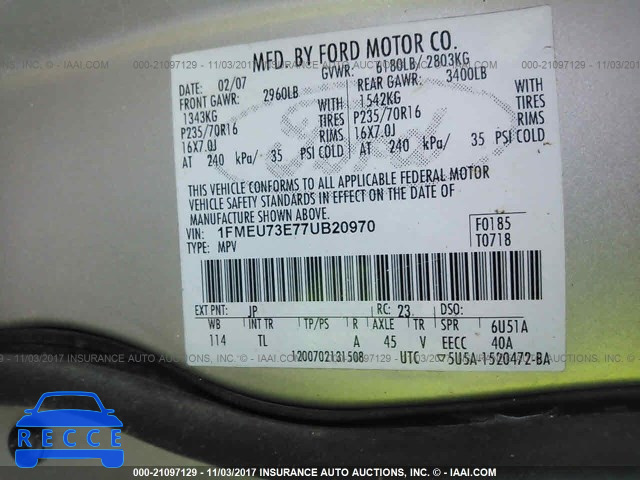 2007 FORD EXPLORER 1FMEU73E77UB20970 image 8