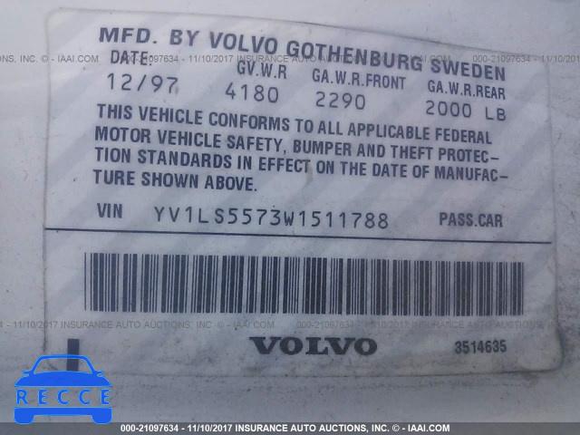 1998 Volvo S70 YV1LS5573W1511788 image 8
