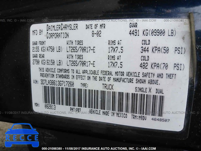 2003 Dodge RAM 3500 ST/SLT 3D7LA38613G717260 image 8