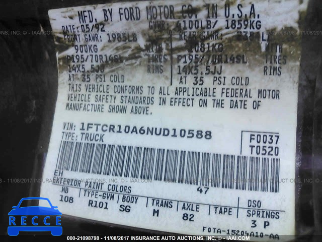 1992 Ford Ranger 1FTCR10A6NUD10588 image 8