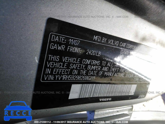 2008 Volvo S60 2.5T YV1RH592982686311 Bild 8