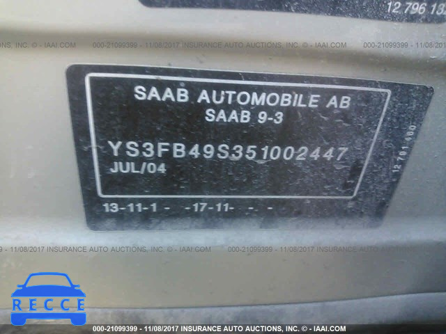 2005 Saab 9-3 LINEAR YS3FB49S351002447 Bild 8