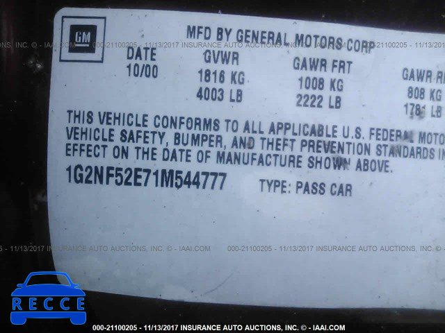 2001 Pontiac Grand Am SE1 1G2NF52E71M544777 зображення 8
