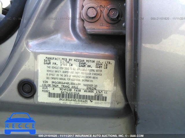 2002 Nissan Sentra GXE 3N1CB51A42L555134 image 8