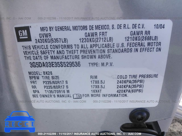 2005 Buick Rendezvous CX/CXL 3G5DA03E35S529536 image 8
