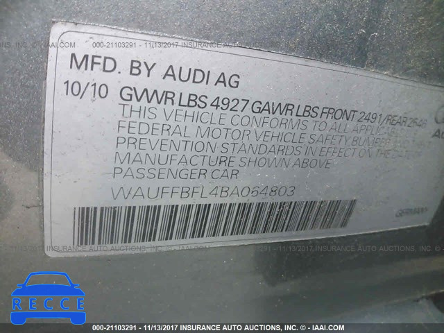 2011 Audi A4 PREMIUM PLUS WAUFFBFL4BA064803 image 8