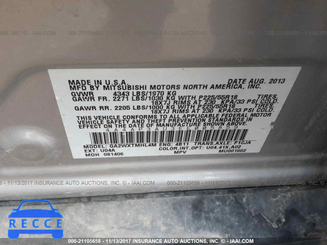 2014 Mitsubishi Outlander Sport ES 4A4AP3AU3EE005859 image 8