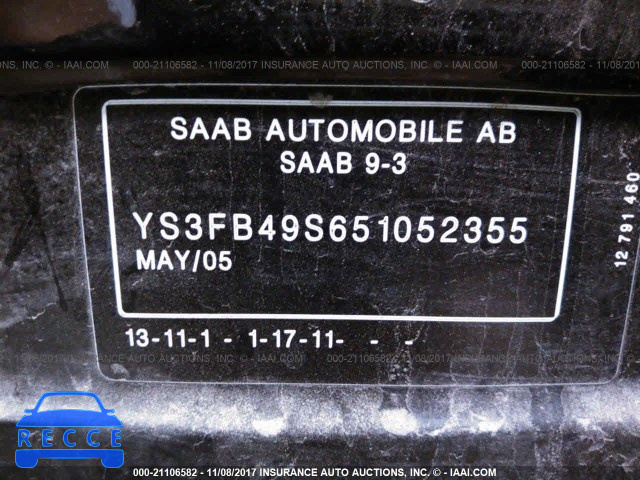 2005 SAAB 9-3 LINEAR YS3FB49S651052355 image 8