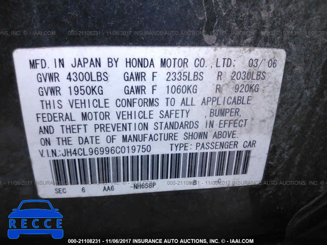 2006 Acura TSX JH4CL96996C019750 image 8